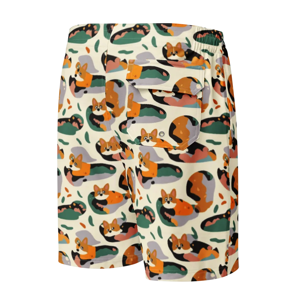 Corgi Color Field on Men's Board Shorts — Back