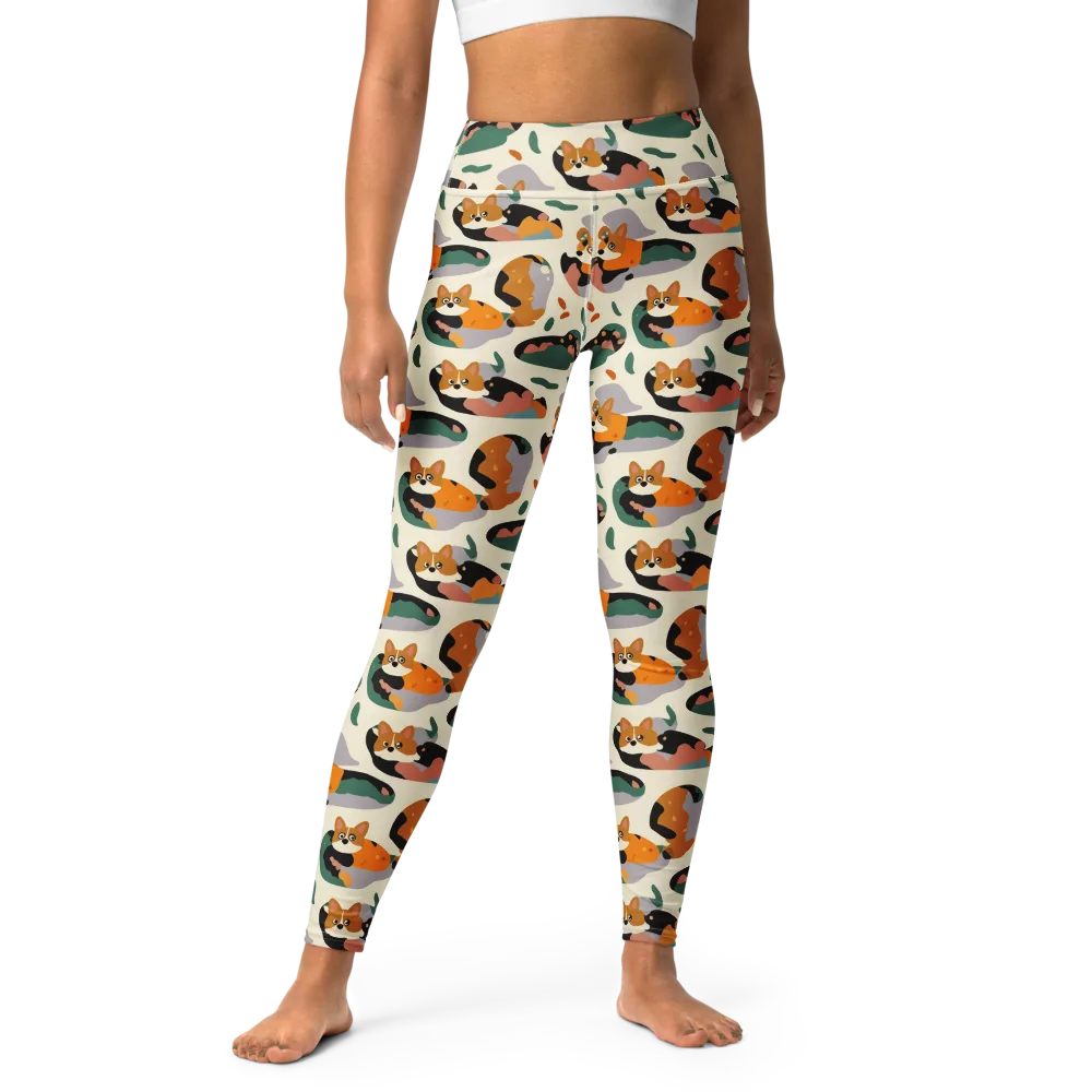 Corgi Color Field on Yoga Leggings — Front