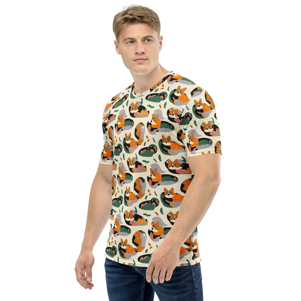 Corgi Color Field on Men's Crew Neck T-Shirt — Left