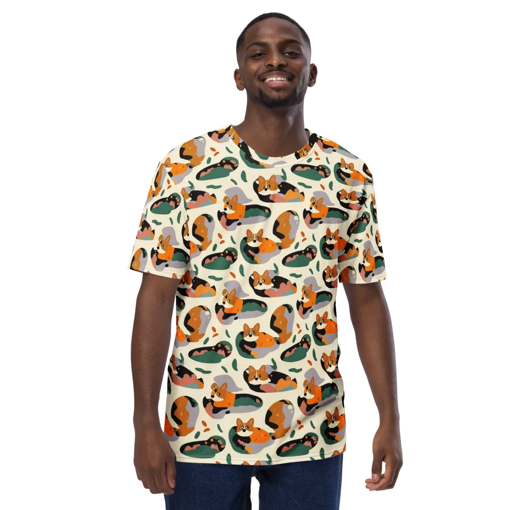 Corgi Color Field on Men's Crew Neck T-Shirt — Front