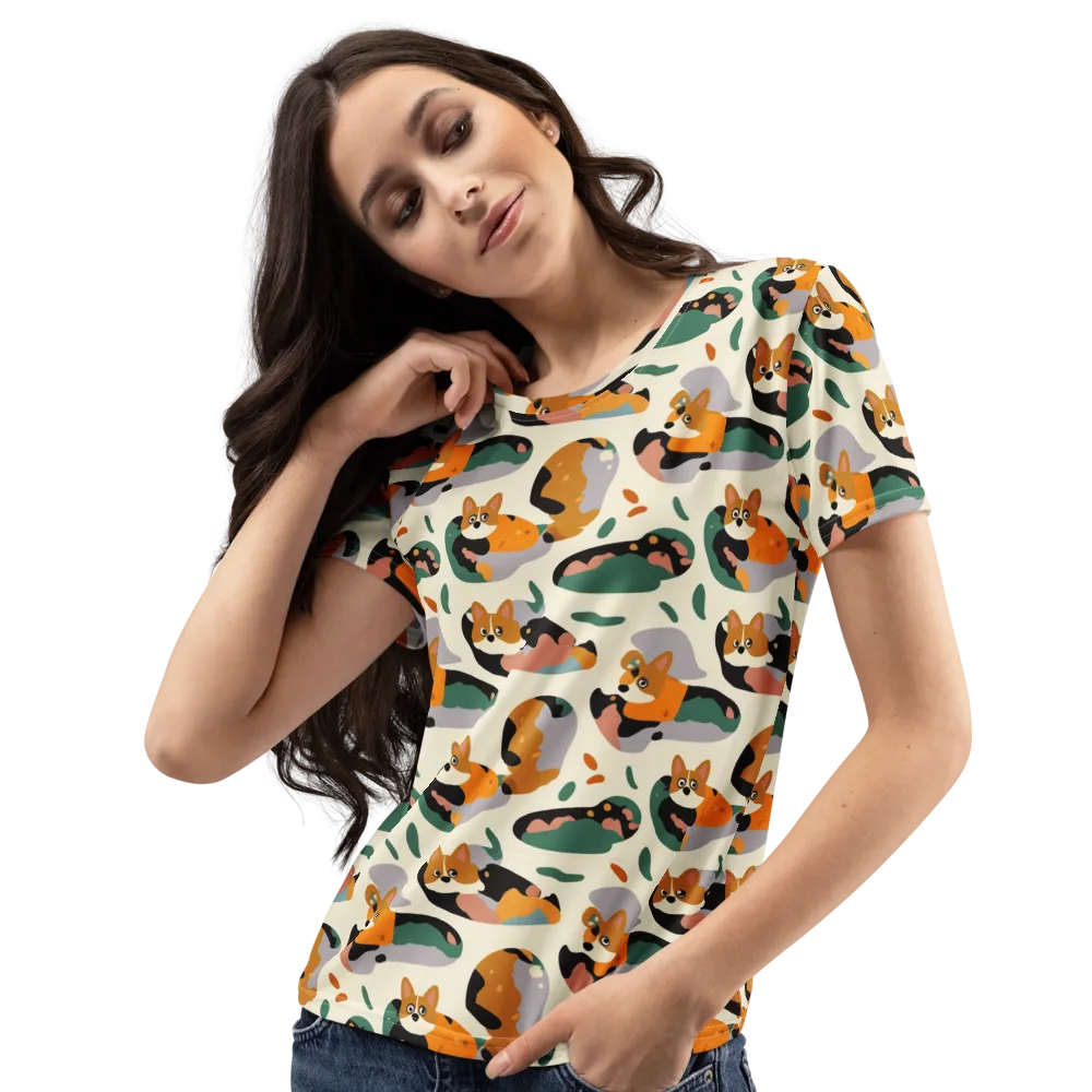 Corgi Color Field on Women's Crew Neck T-Shirt — Left Front