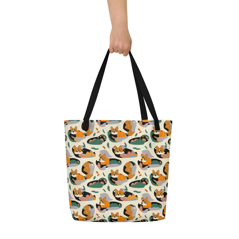 Corgi Color Field on Large Tote Bag W/ Pocket — Front