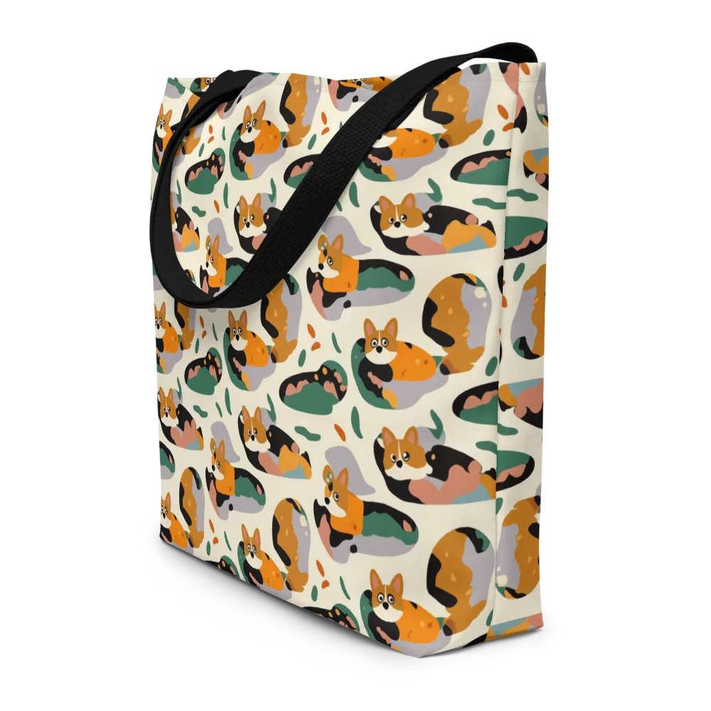 Corgi Color Field on Large Tote Bag W/ Pocket — Front