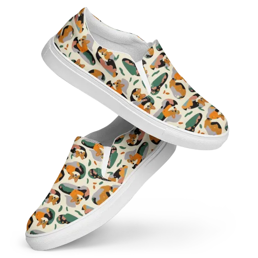 Corgi Color Field on a Women's Slip-On Canvas Shoes