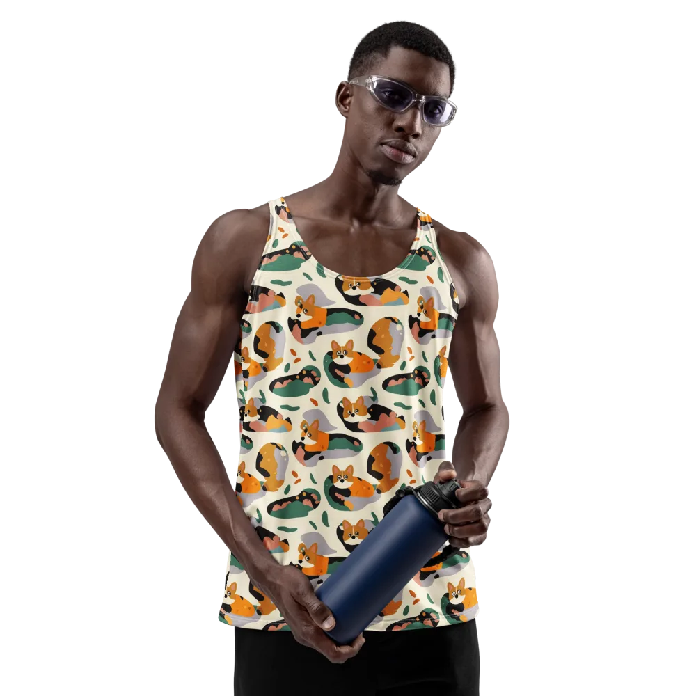 Corgi Color Field on Men's Tank Top — Front