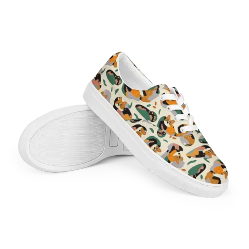 Corgi Color Field on a Men's Lace-Up Canvas Shoes
