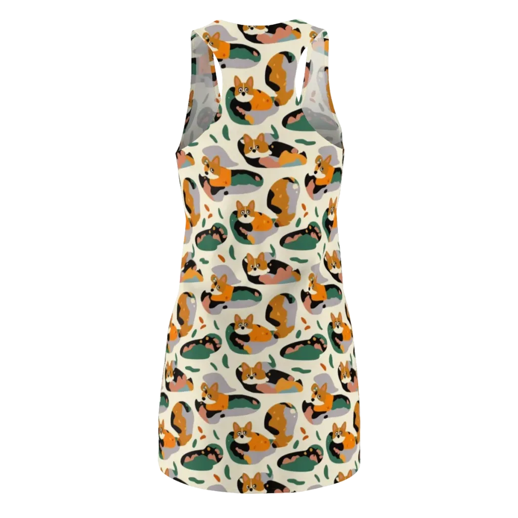 Corgi Color Field on Racerback Dress — Back