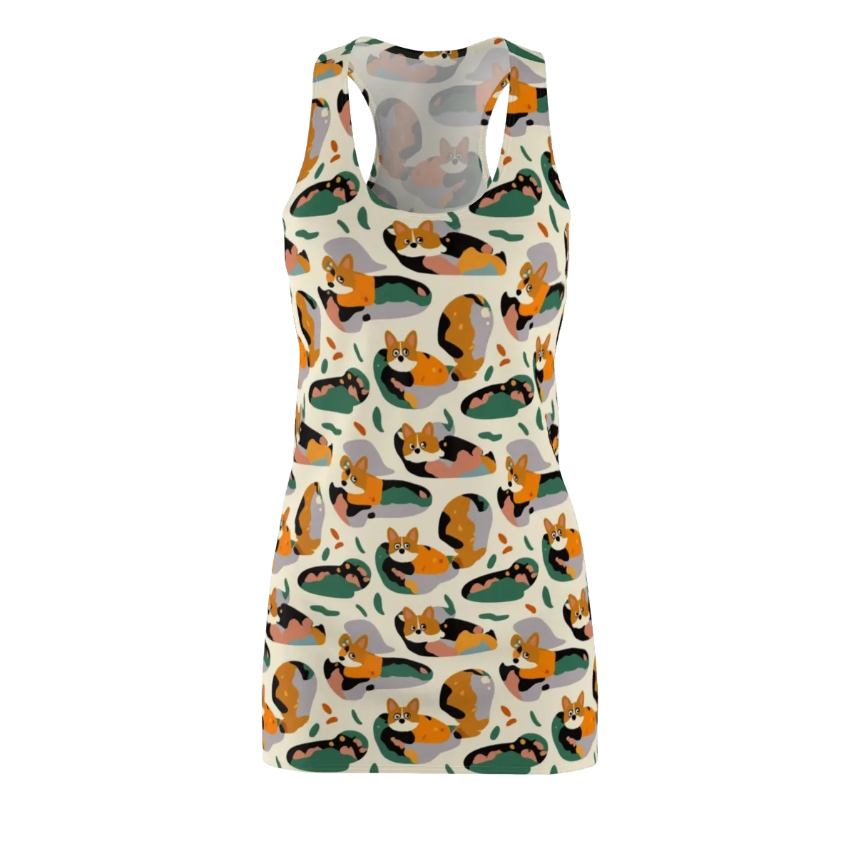 Corgi Color Field on Racerback Dress — Front