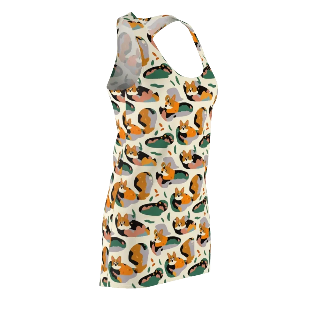 Corgi Color Field on Racerback Dress — Front Side
