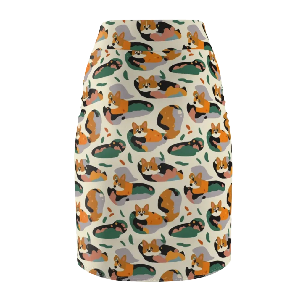 Corgi Color Field on Pencil Skirt — Back