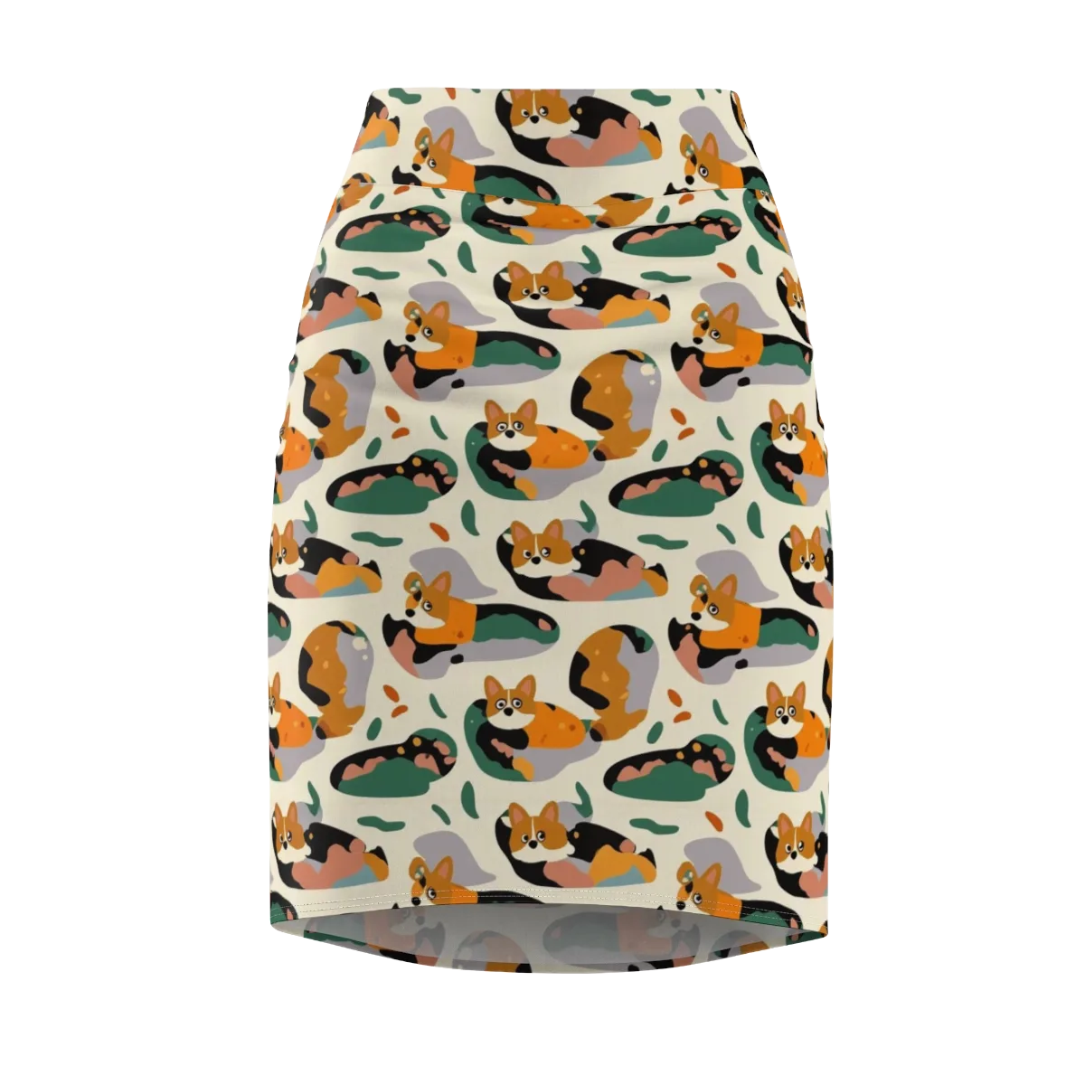 Corgi Color Field on Pencil Skirt — Front