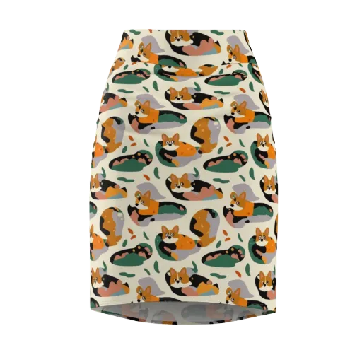 Corgi Color Field on a Pencil Skirt