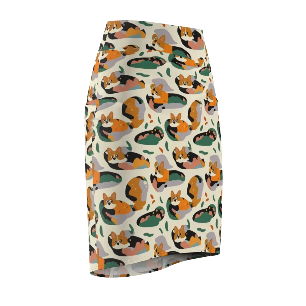 Corgi Color Field on Pencil Skirt — Front Side