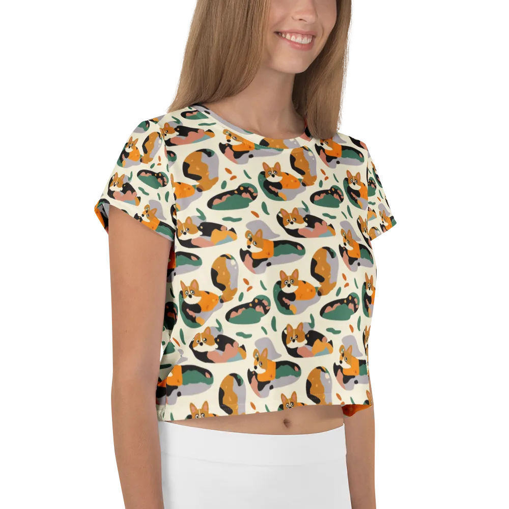 Corgi Color Field on Crop Tee — Right