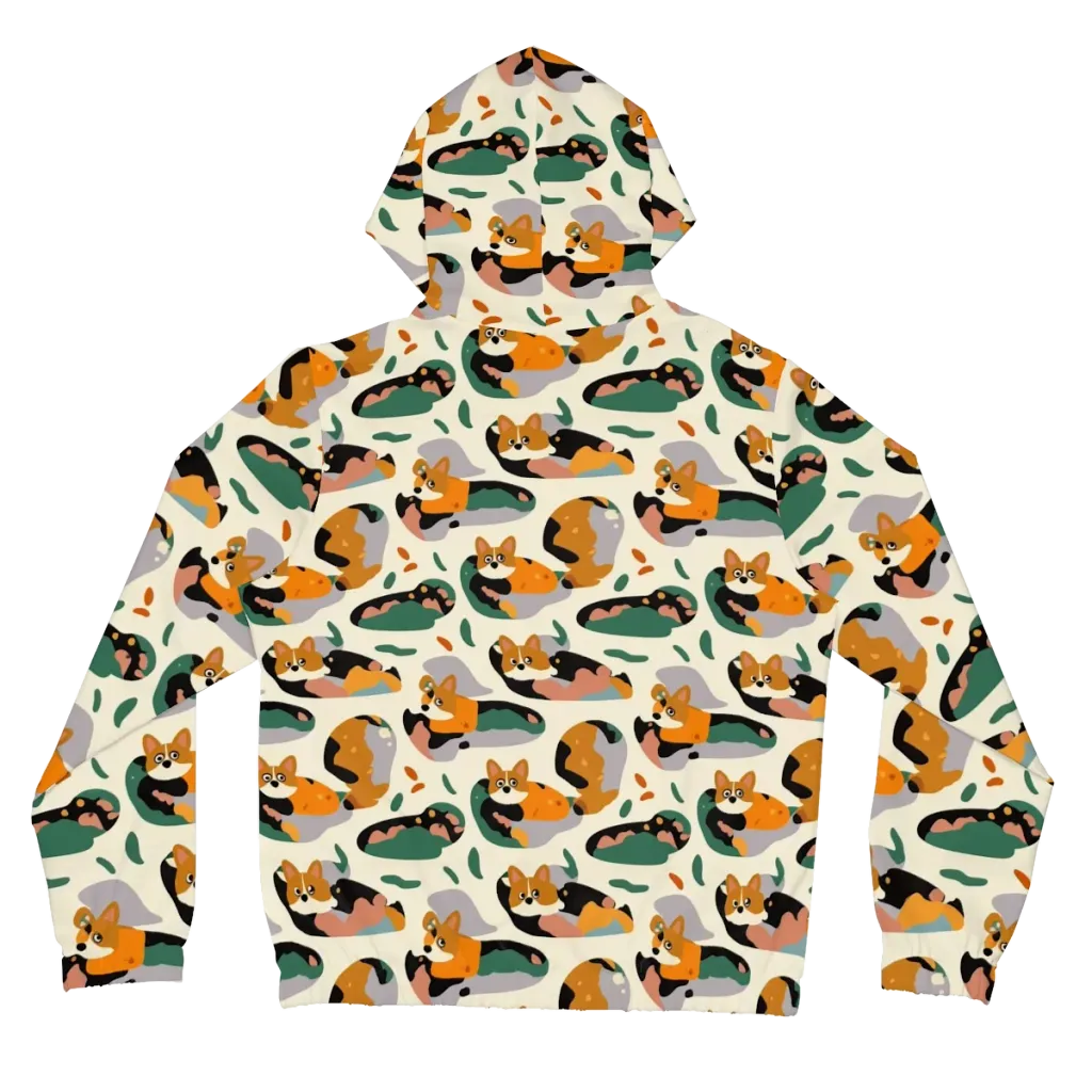 Corgi Color Field on Women's Full-Zip Hoodie — Back