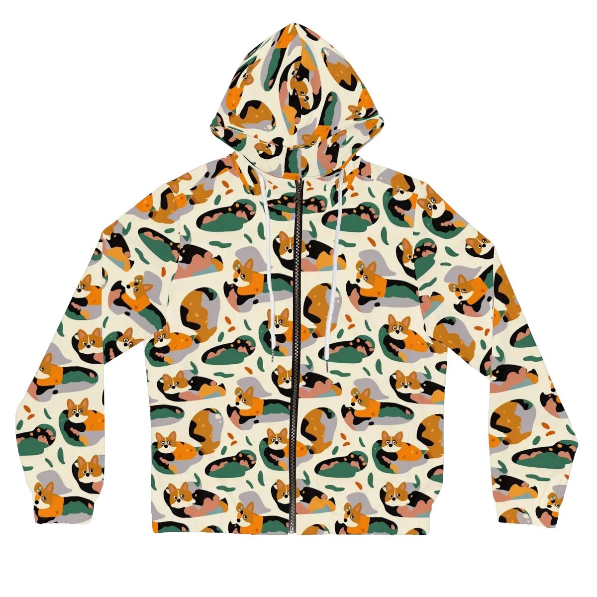 Corgi Color Field on Women's Full-Zip Hoodie — Front