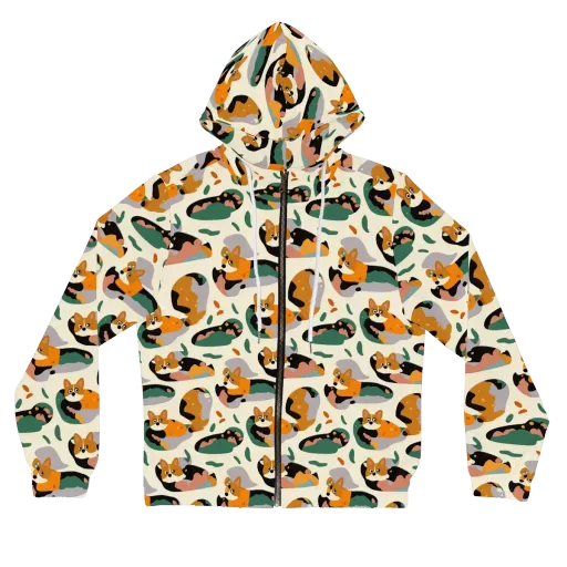Corgi Color Field on a Women's Full-Zip Hoodie