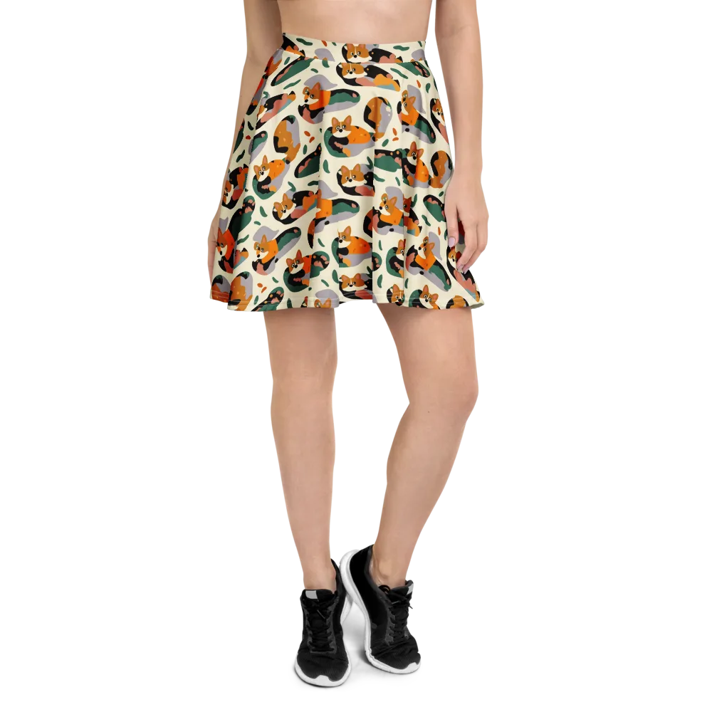 Corgi Color Field on Skater Skirt — Front