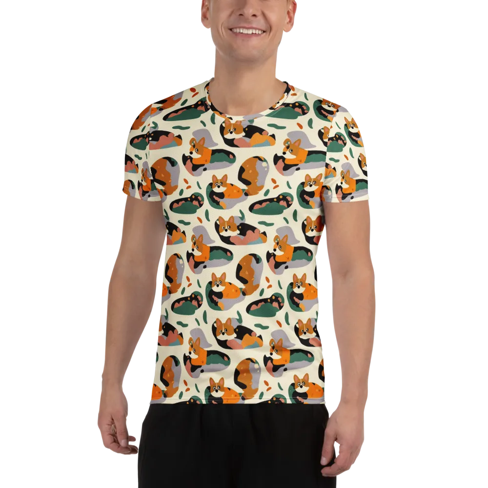 Corgi Color Field on Men's Athletic T-Shirt — Front