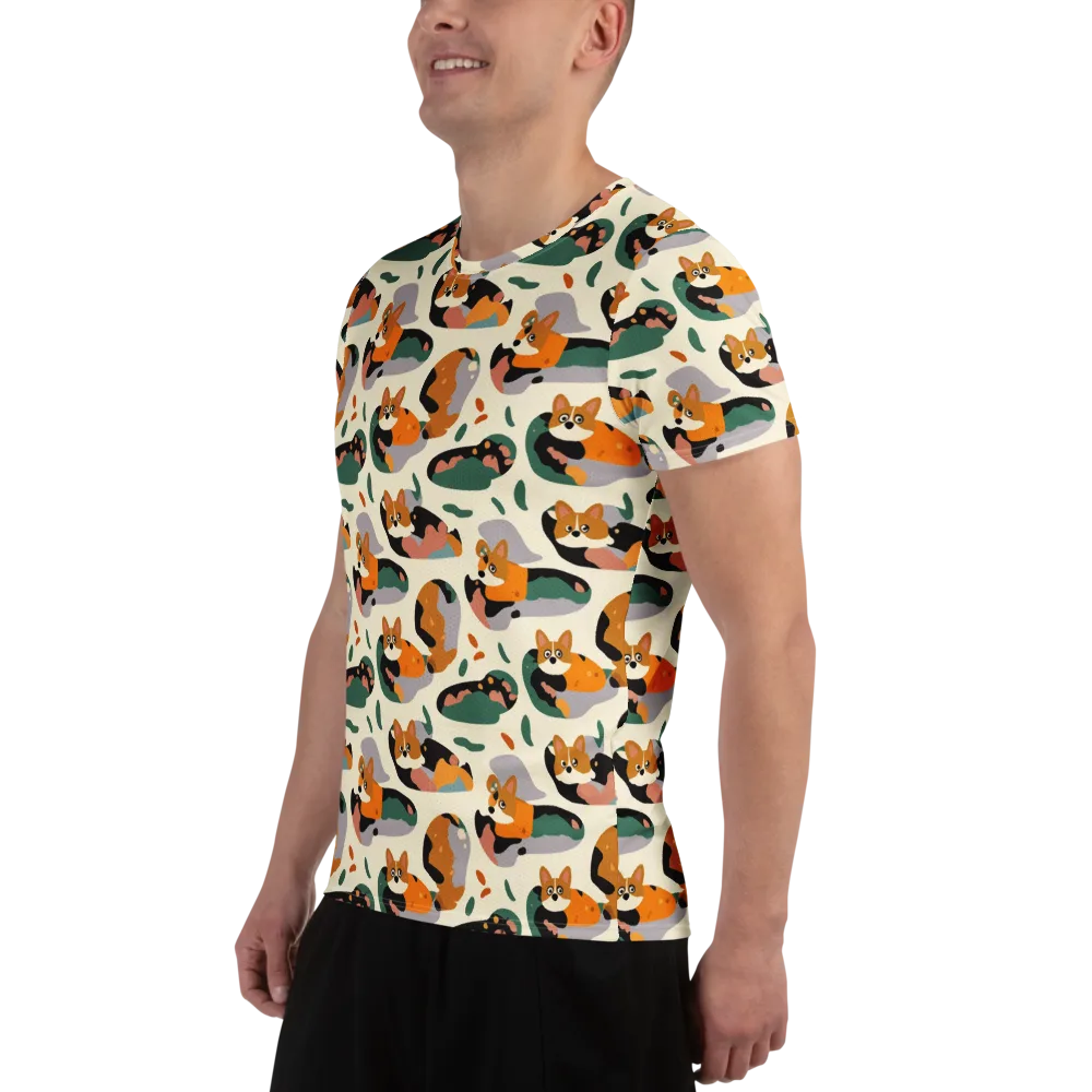 Corgi Color Field on Men's Athletic T-Shirt — Left