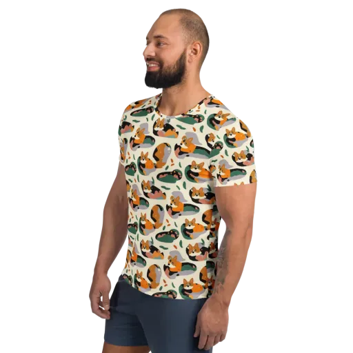 Corgi Color Field on a Men's Athletic T-Shirt