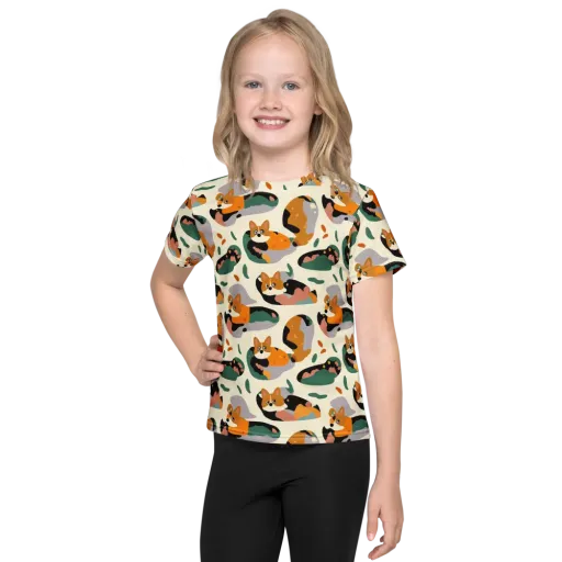 Corgi Color Field on a Kids Crew Neck T-Shirt