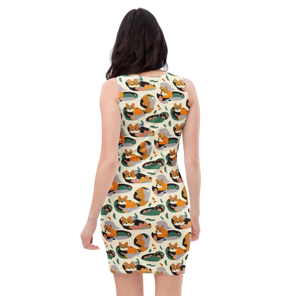 Corgi Color Field on Bodycon Dress — Back