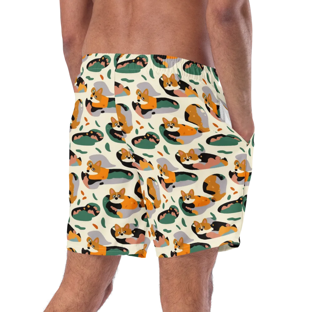 Corgi Color Field on Swim Trunks — Right Back