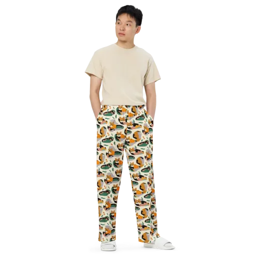 Corgi Color Field on a Wide-Leg Pants