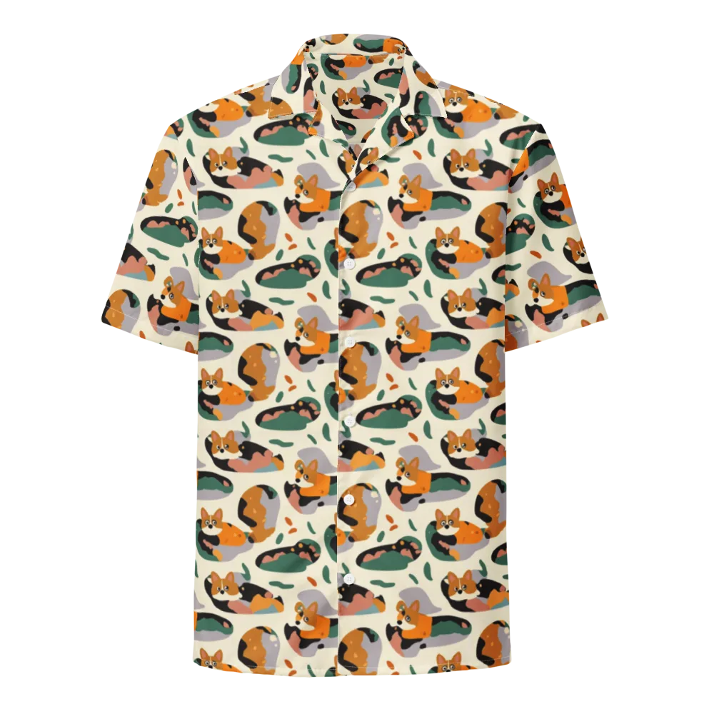 Corgi Color Field on Button Shirt — Front
