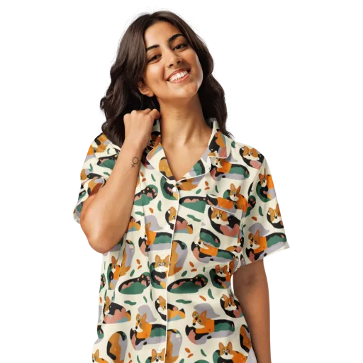 Corgi Color Field on a Women's Short Sleeve Pajama Top