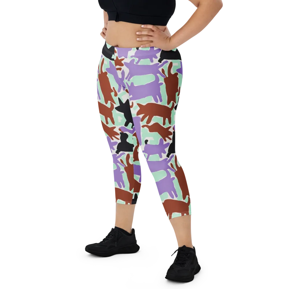 Catwalk Confetti on Capri Leggings — Front