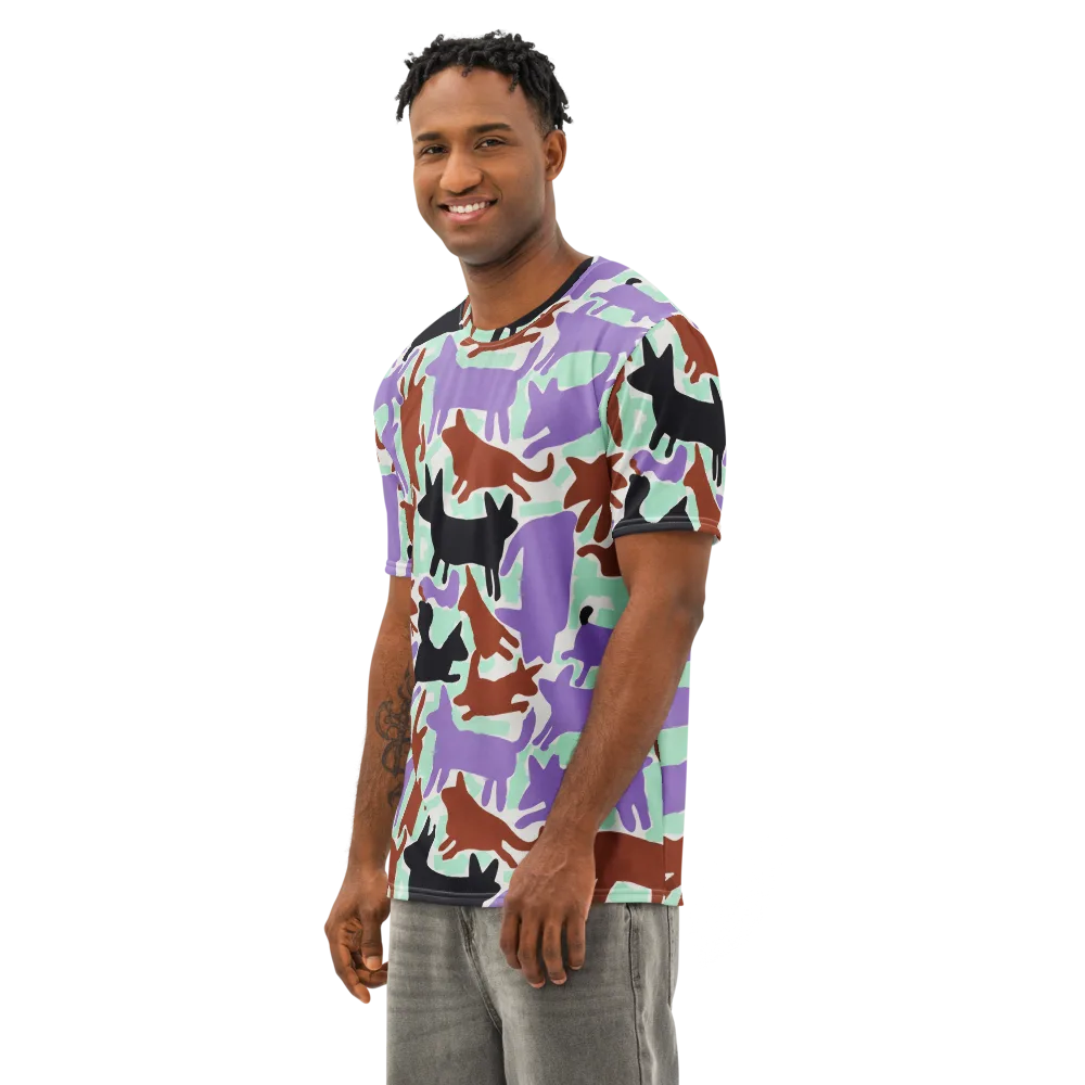 Catwalk Confetti on Men's Cotton Crew Neck T-Shirt — Left Front