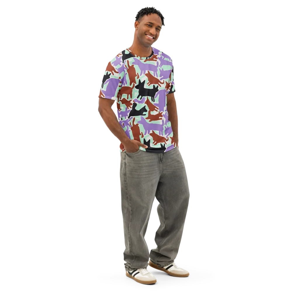 Catwalk Confetti on Men's Cotton Crew Neck T-Shirt — Right Front