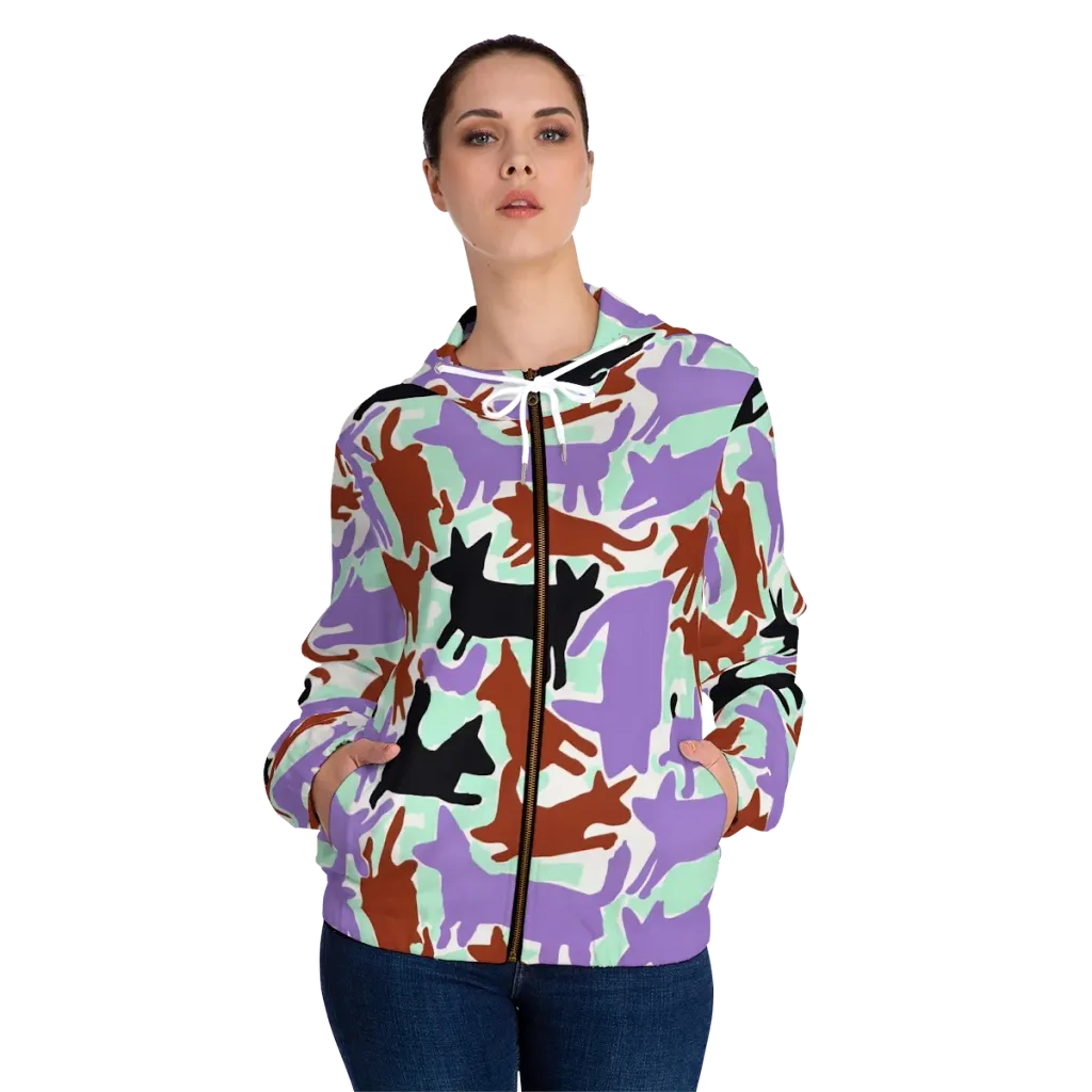Catwalk Confetti on Women's Full-Zip Hoodie — Front On Person