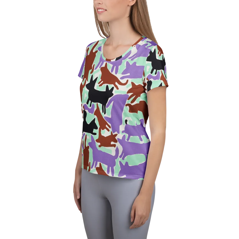 Catwalk Confetti on Women's Athletic T-Shirt — Left