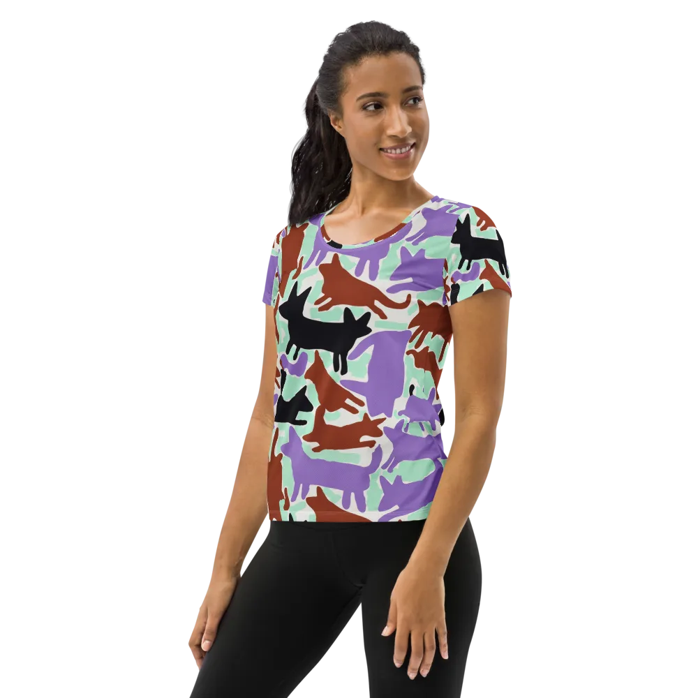 Catwalk Confetti on Women's Athletic T-Shirt — Left