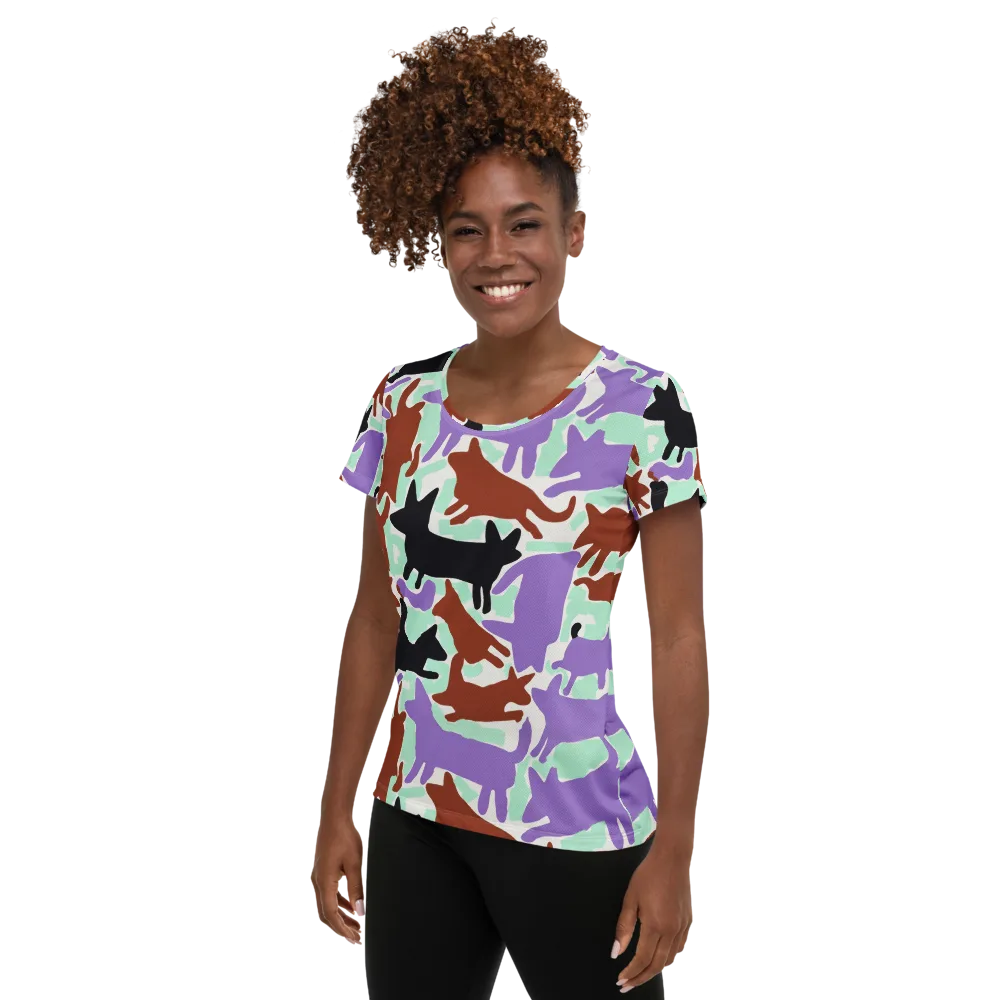 Catwalk Confetti on Women's Athletic T-Shirt — Left