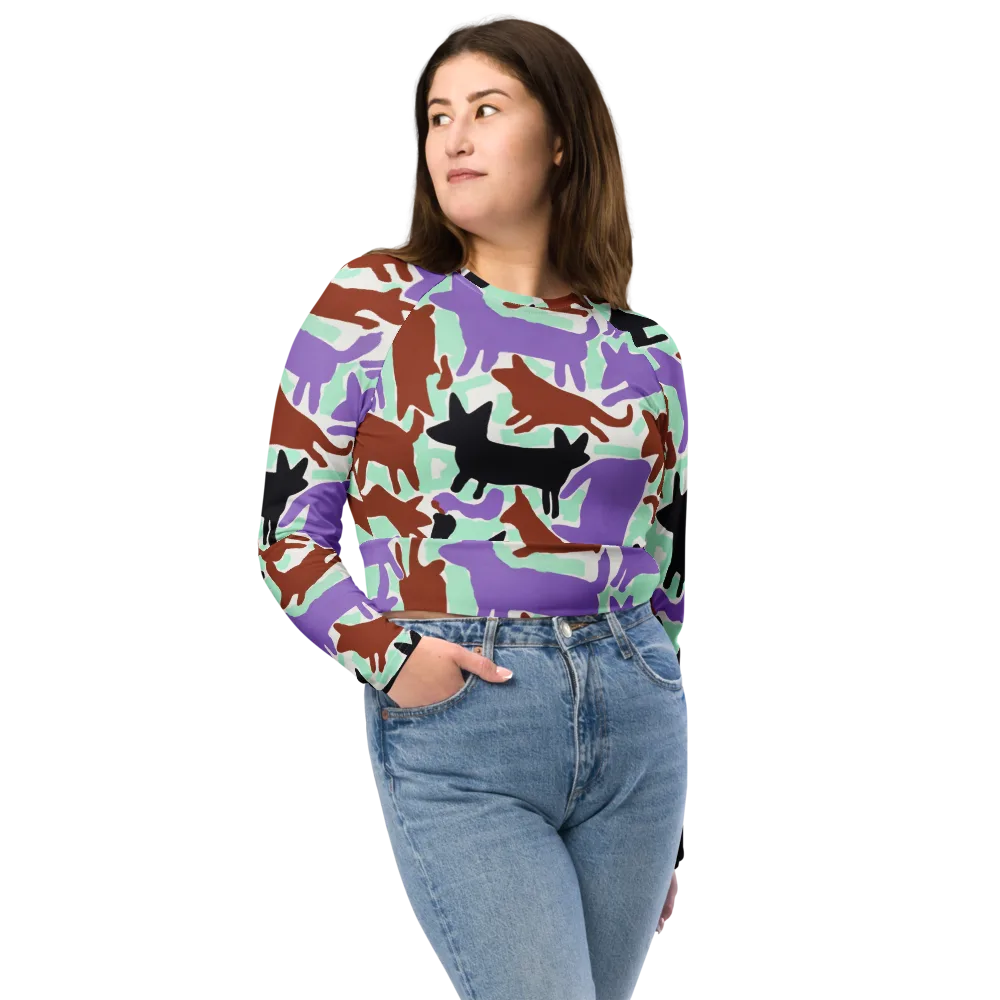 Catwalk Confetti on Long Sleeve Crop Top — Front