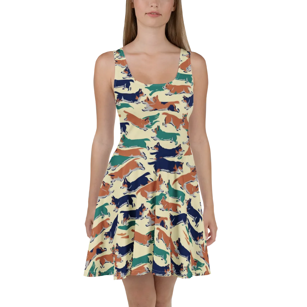 Welsh Sprint on Skater Dress — Front