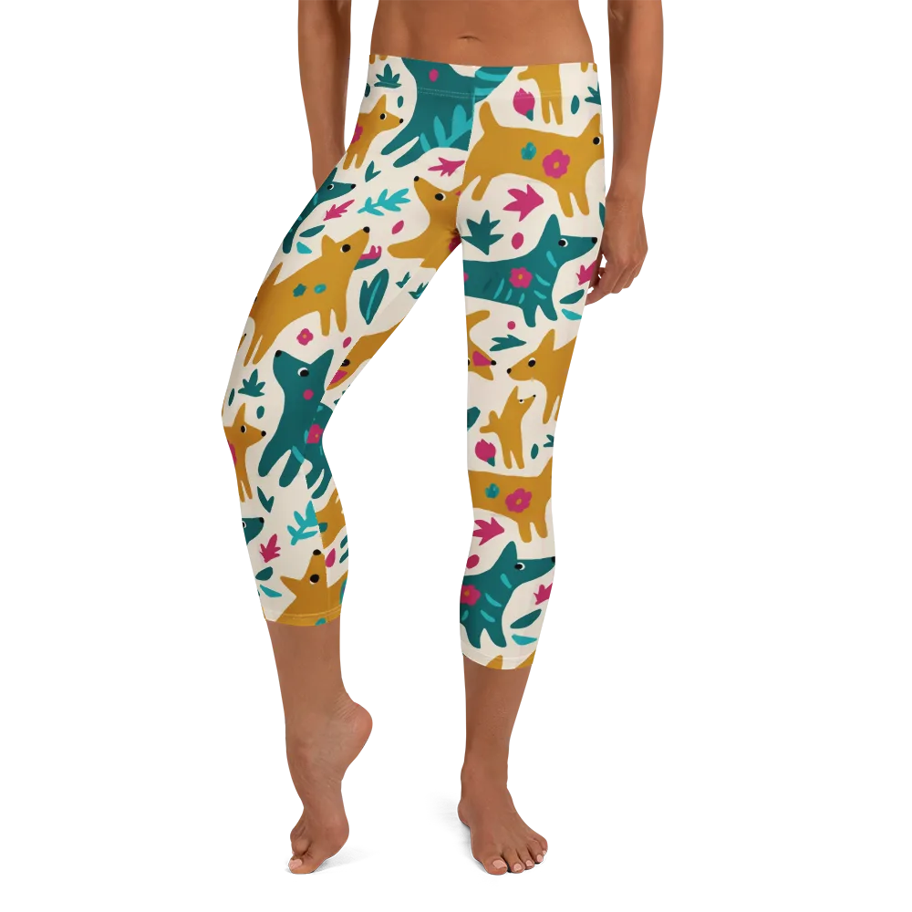 Safari Scribble on Capri Leggings — Front