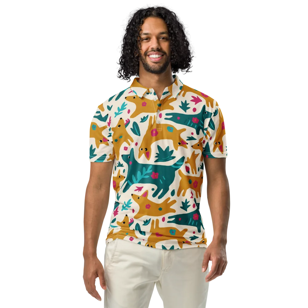 Safari Scribble on Men's Slim Fit Polo Shirt — Front