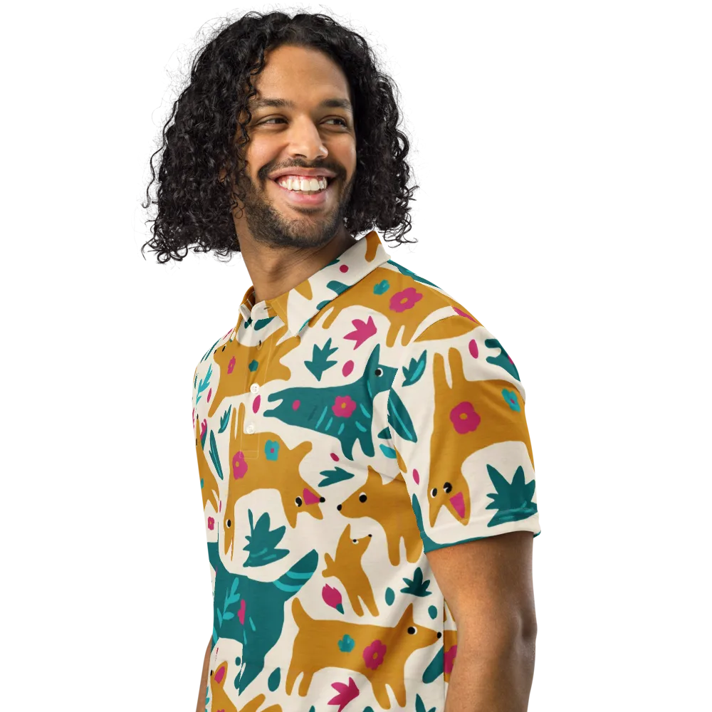 Safari Scribble on Men's Slim Fit Polo Shirt — Left Front