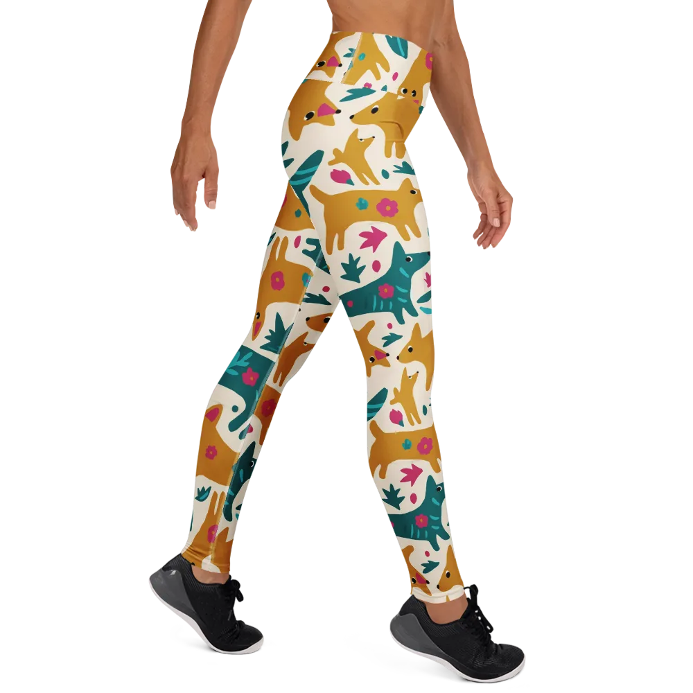 Safari Scribble on Yoga Leggings — Right
