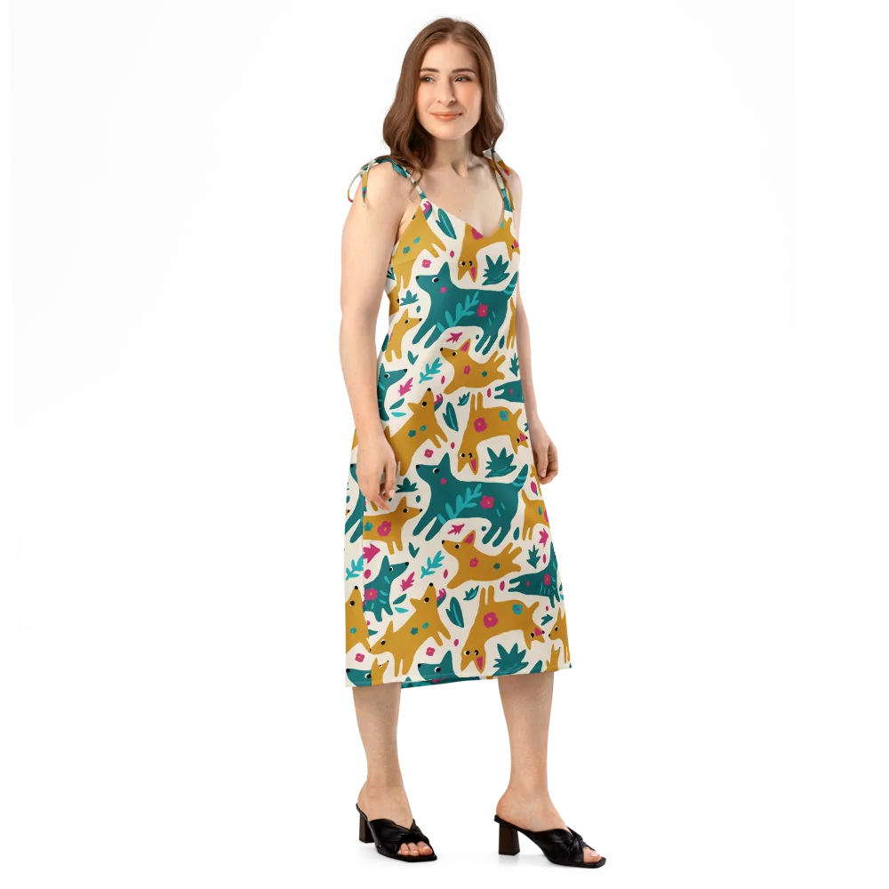 Safari Scribble on Slip Dress — Right Front