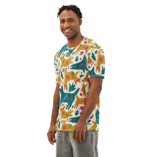Safari Scribble on a Men's Cotton Crew Neck T-Shirt
