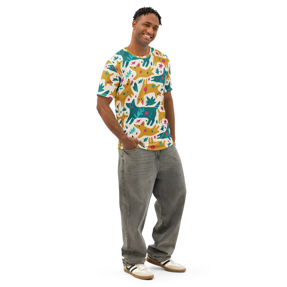 Safari Scribble on Men's Cotton Crew Neck T-Shirt — Right Front