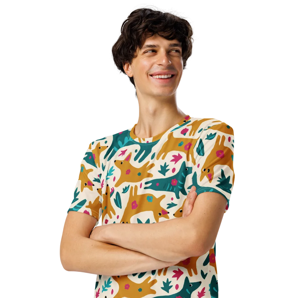 Safari Scribble on Men's Crew Neck T-Shirt — Left Front