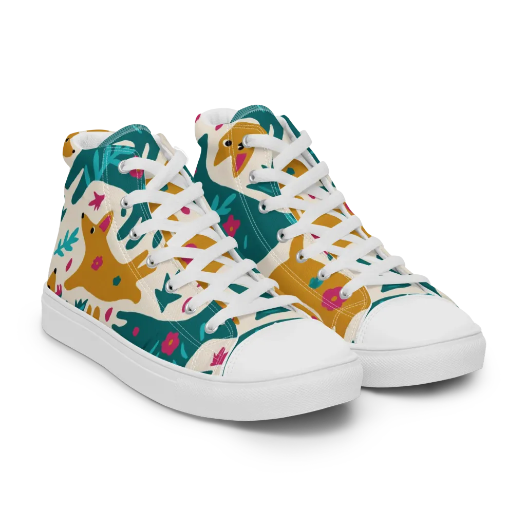 Safari Scribble on Men's High Top Canvas Shoes — Right Front