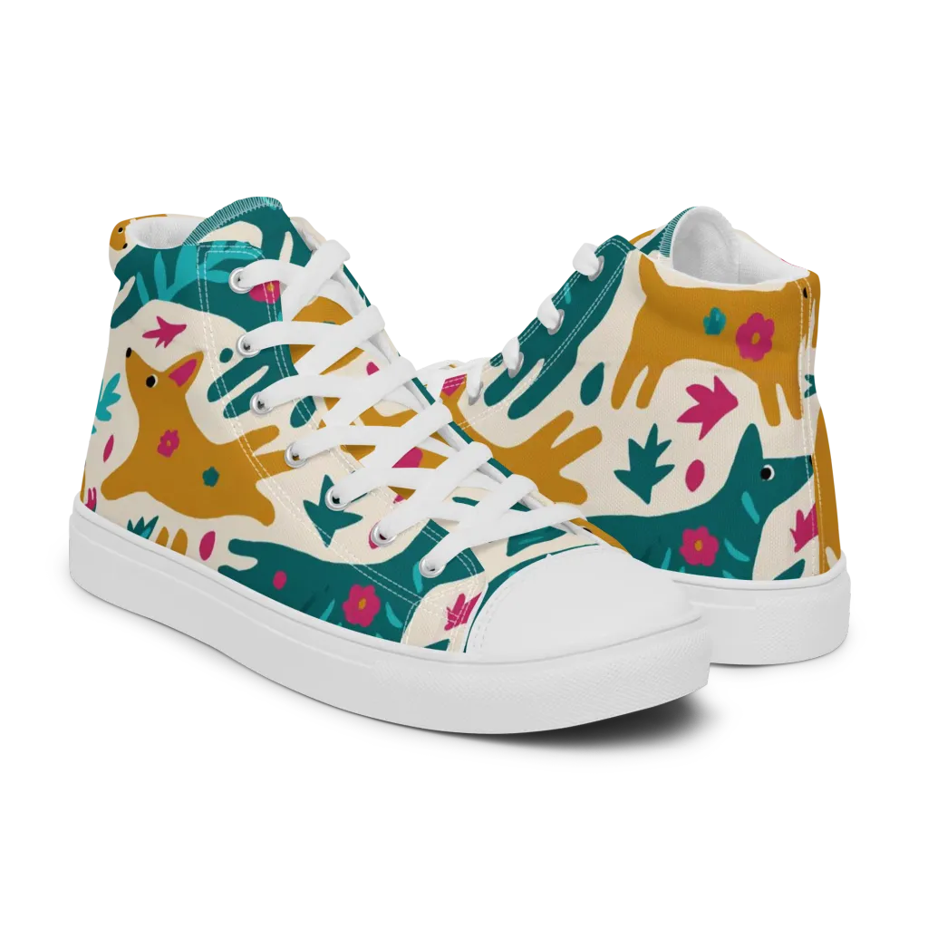 Safari Scribble on Men's High Top Canvas Shoes — Right